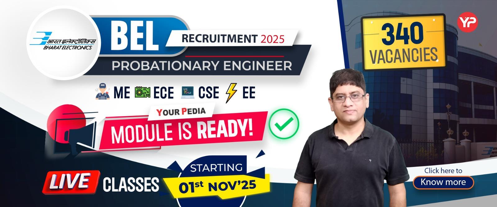 BEL Probationary Engineer October recruitment 2025